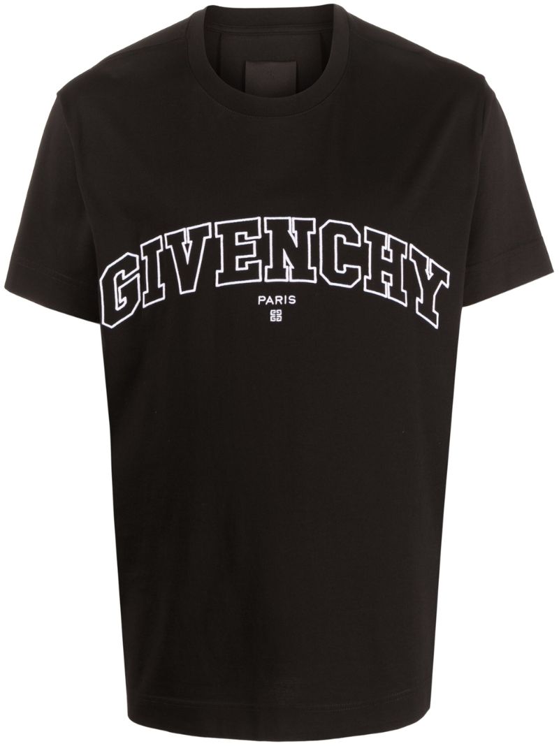 Black College Logo Embroidery T-shirt
