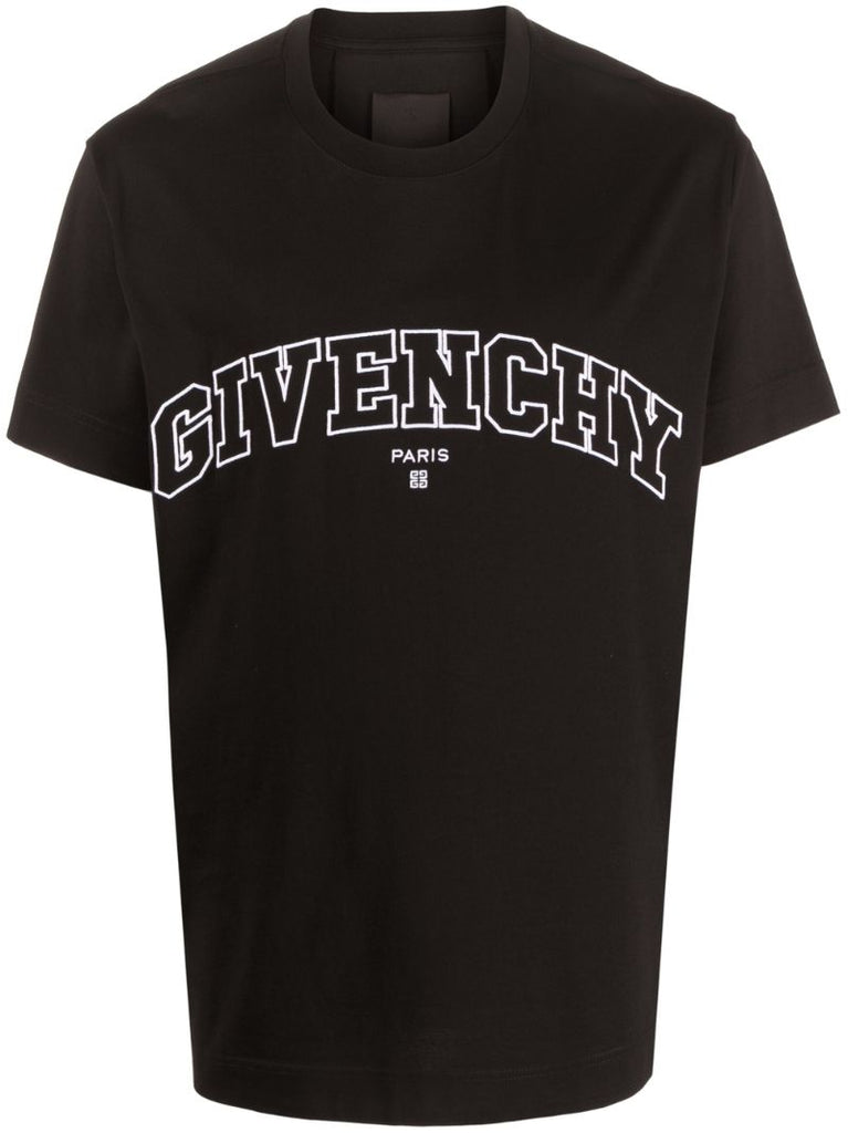 Black College Logo Embroidery T-shirt