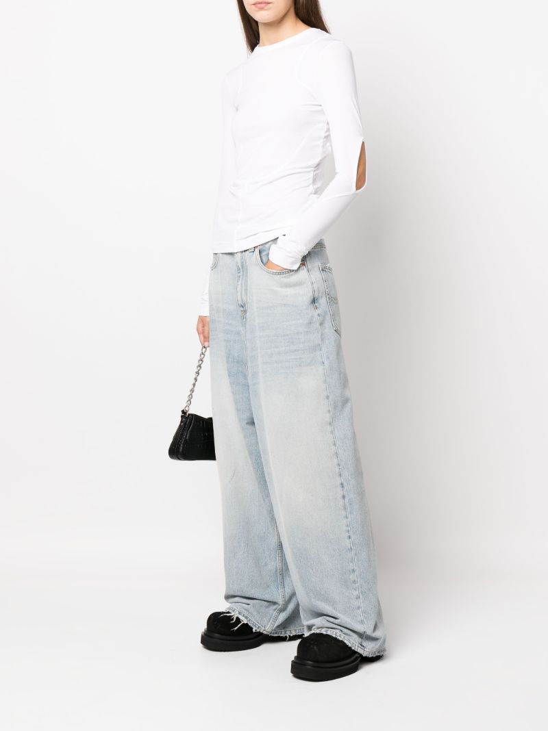 White Cut-out Long Sleeve T-shirt