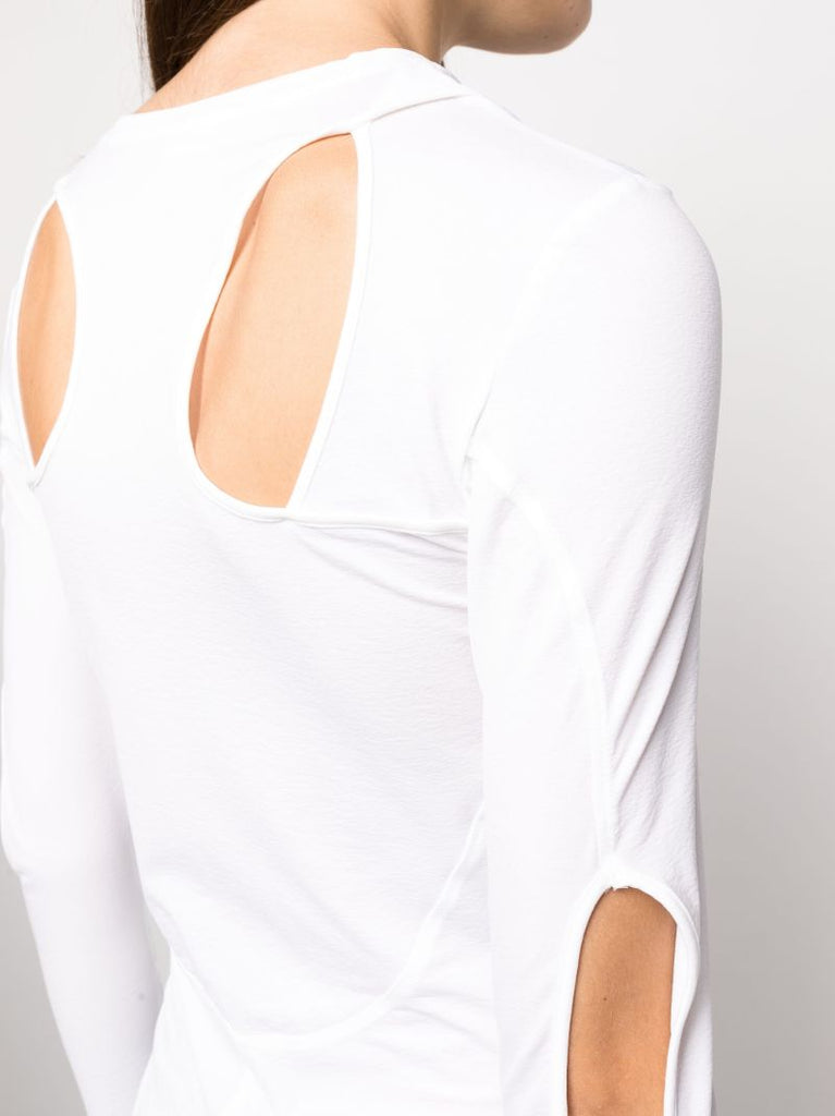 White Cut-out Long Sleeve T-shirt