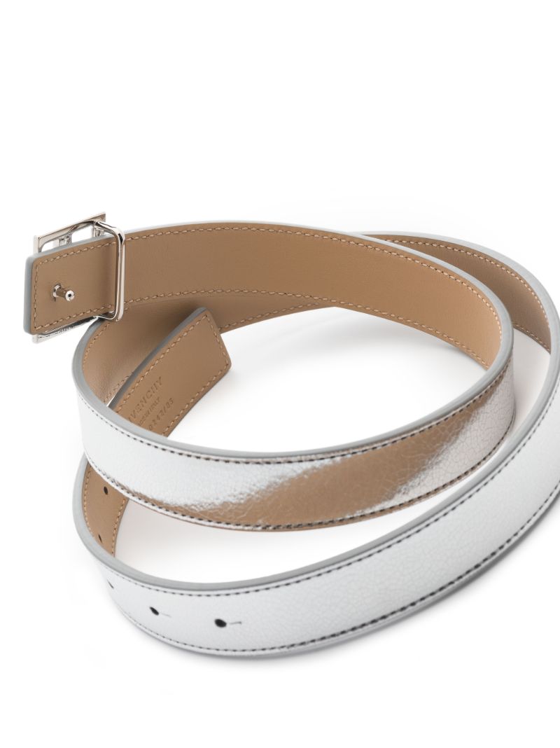 Silver Tone 4g Buckle Leather Belt