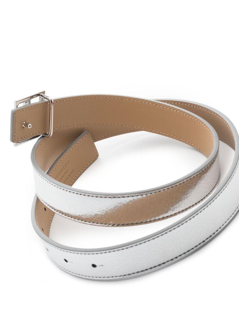 Silver Tone 4g Buckle Leather Belt