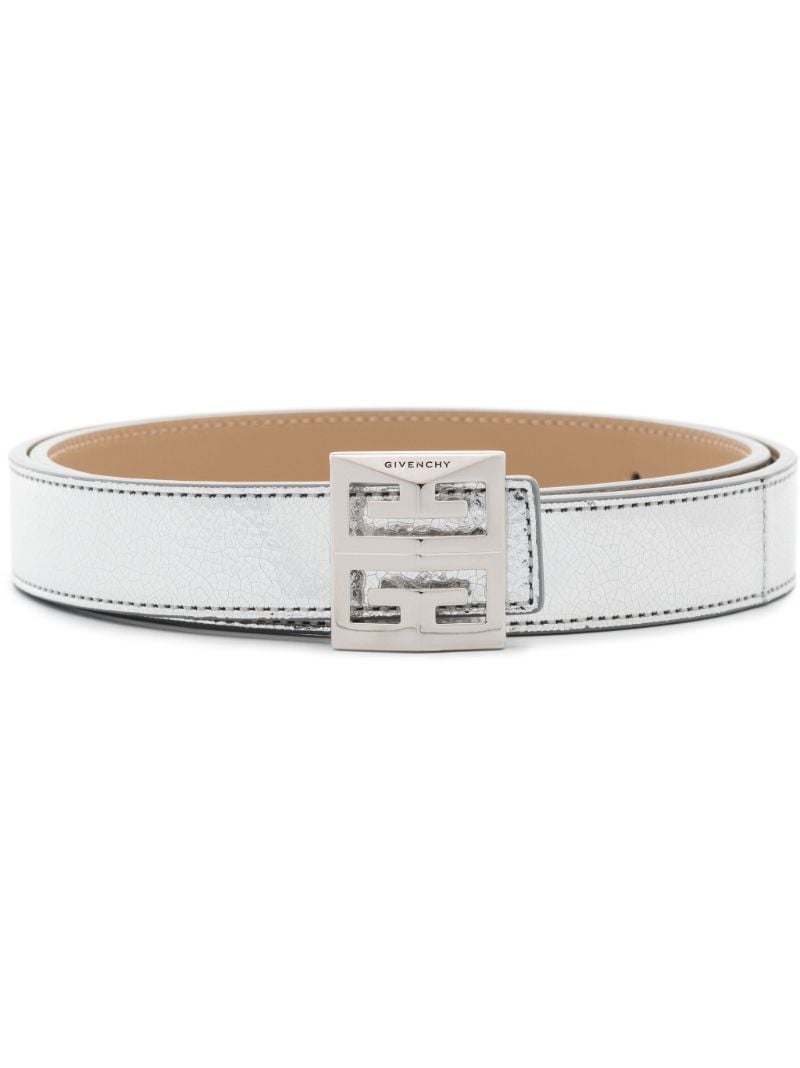 Silver Tone 4g Buckle Leather Belt