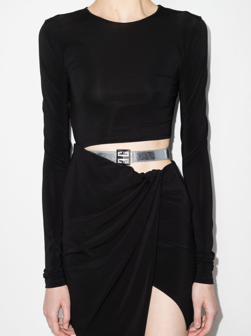Silver Tone 4g Buckle Leather Belt