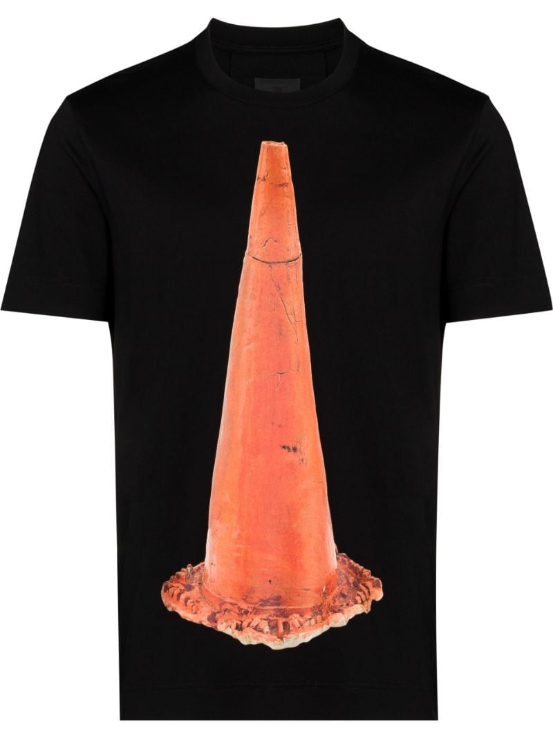 Black Cone Print Cotton T-shirt