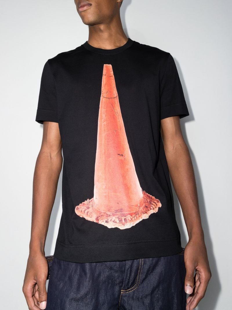 Black Cone Print Cotton T-shirt
