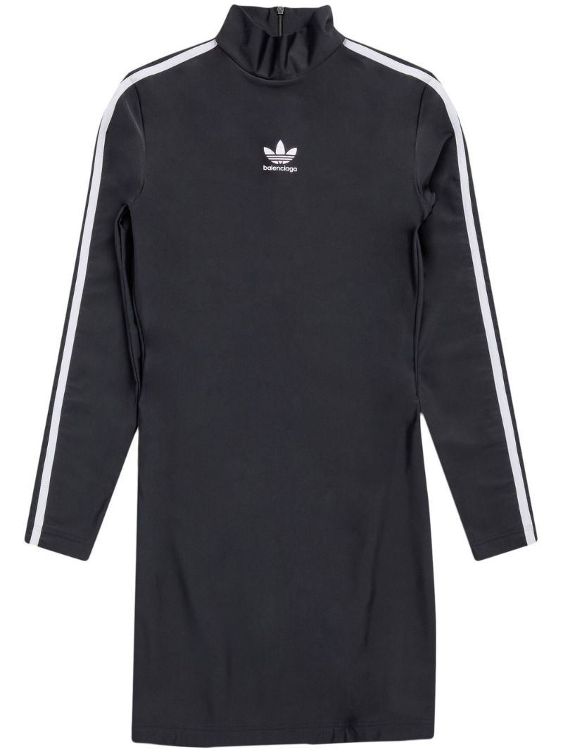 X Adidas Black Logo Print Three-stripe Mini Dress