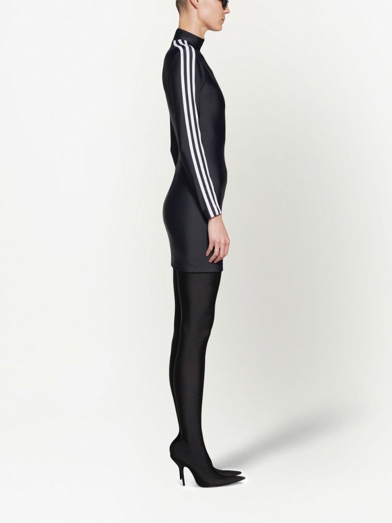 X Adidas Black Logo Print Three-stripe Mini Dress