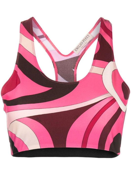 Pink Marmo-print Sports Bra