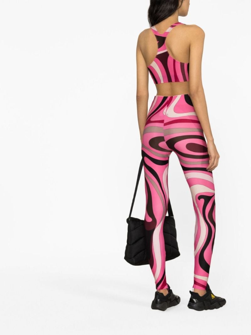 Pink Marmo-print Sports Bra