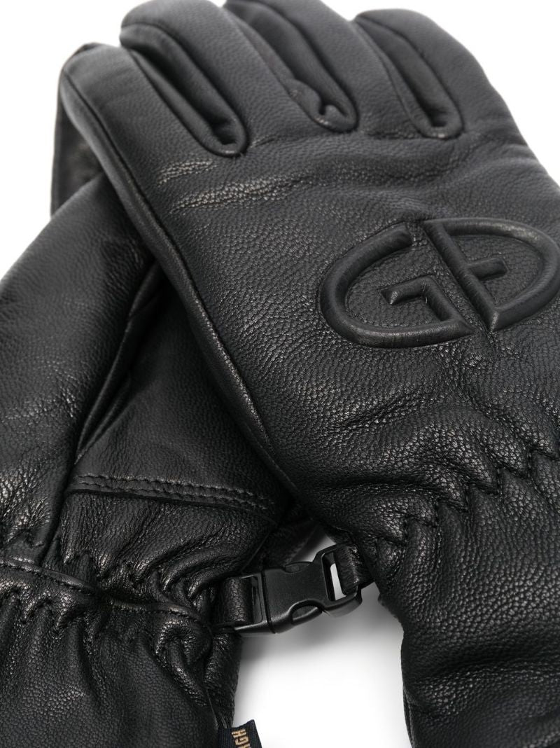 Black Freeze Logo-embossed Ski Gloves