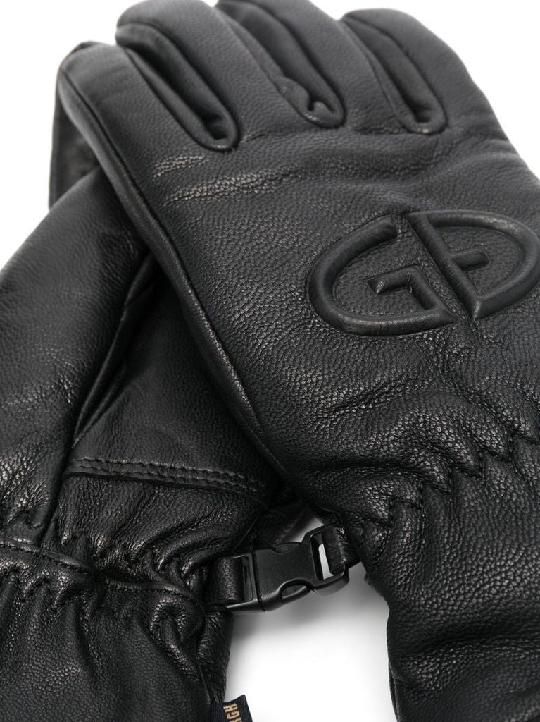Black Freeze Logo-embossed Ski Gloves