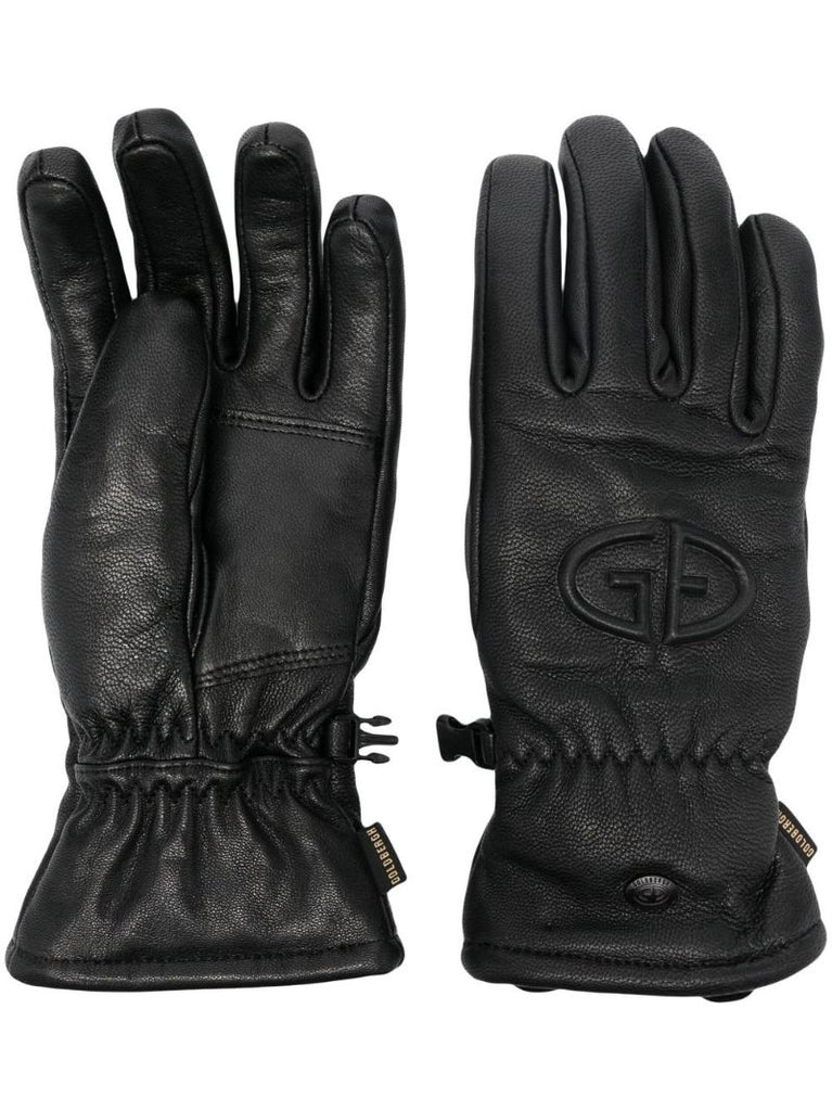 Black Freeze Logo-embossed Ski Gloves