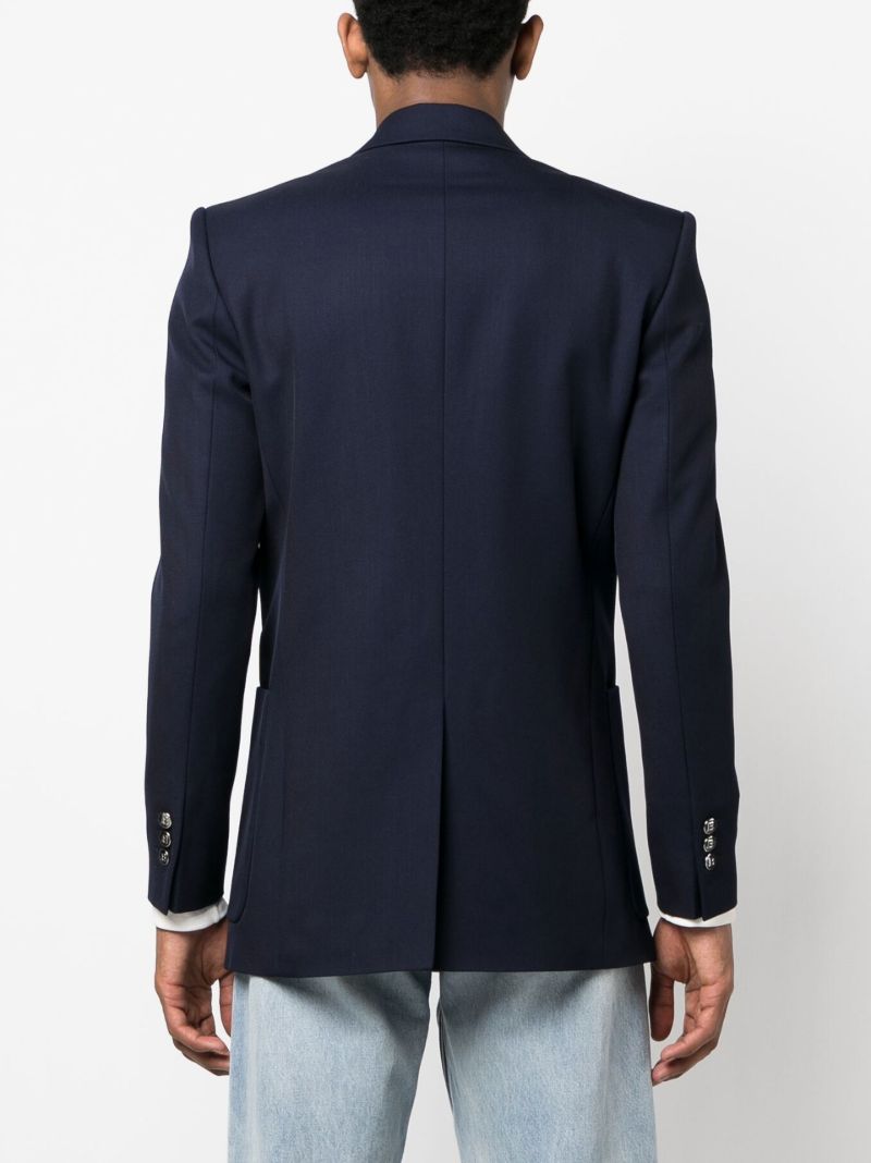 Blue Double-breasted Wool Blazer