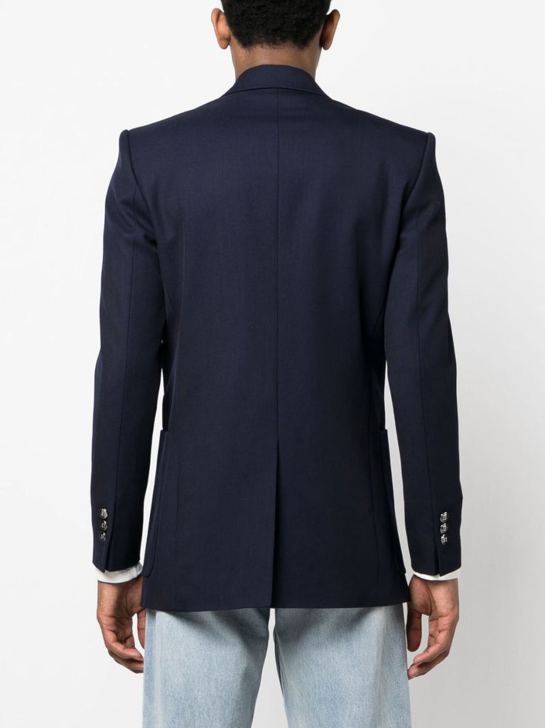 Blue Double-breasted Wool Blazer