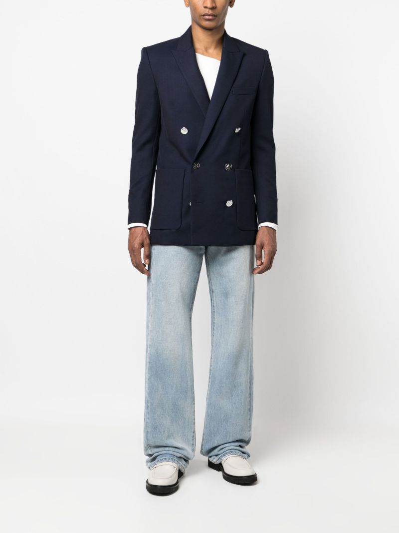 Blue Double-breasted Wool Blazer
