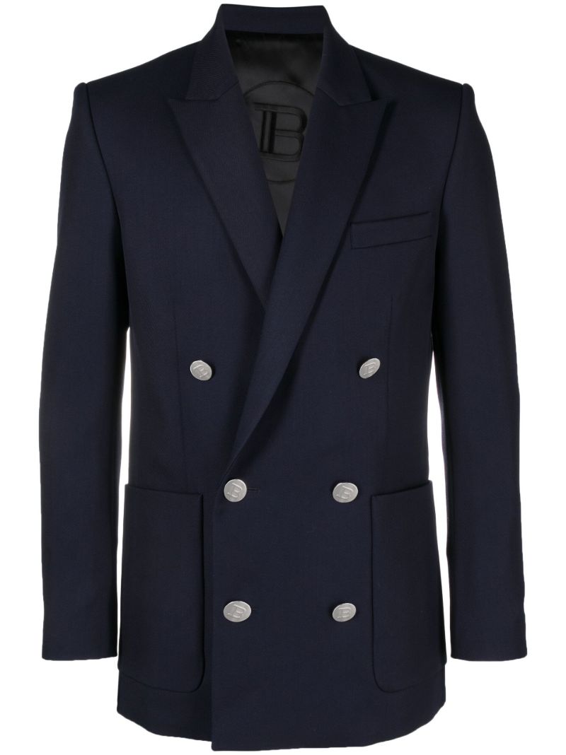 Blue Double-breasted Wool Blazer