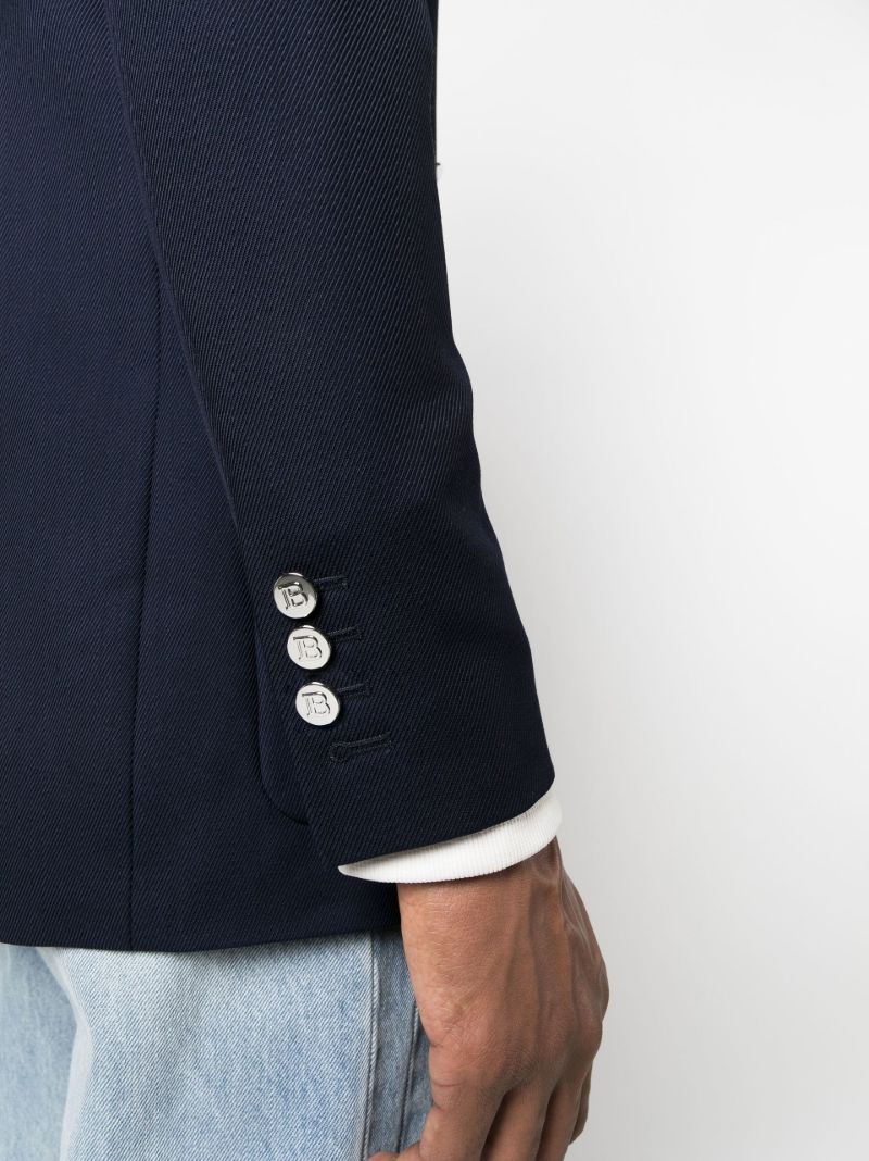 Blue Double-breasted Wool Blazer
