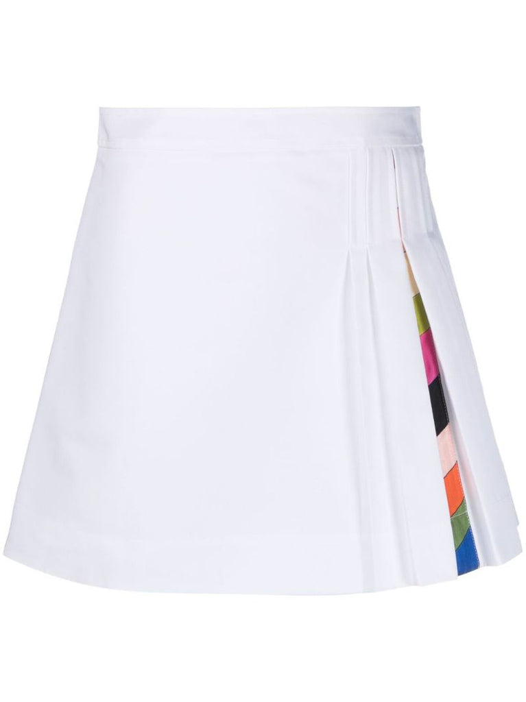 White Iride-print Mini Skirt