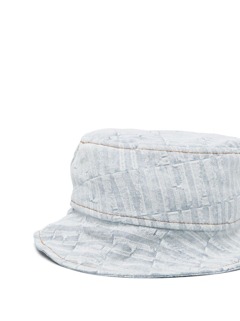 Blue Logo Print Denim Bucket Hat