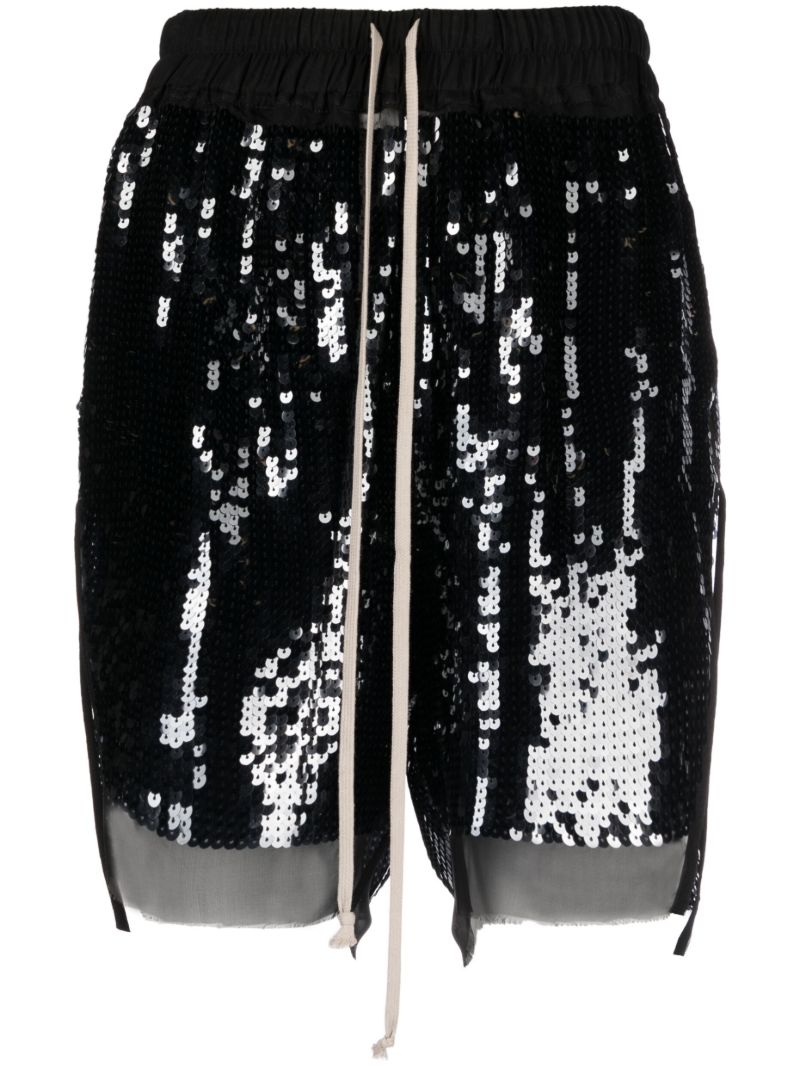 Black Sequin-embellished Shorts