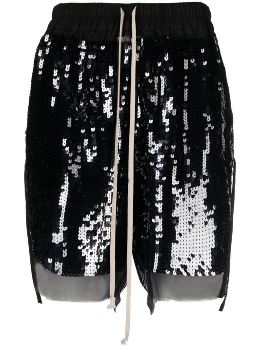 Black Sequin-embellished Shorts
