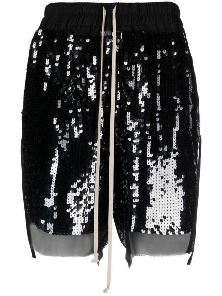 Black Sequin-embellished Shorts