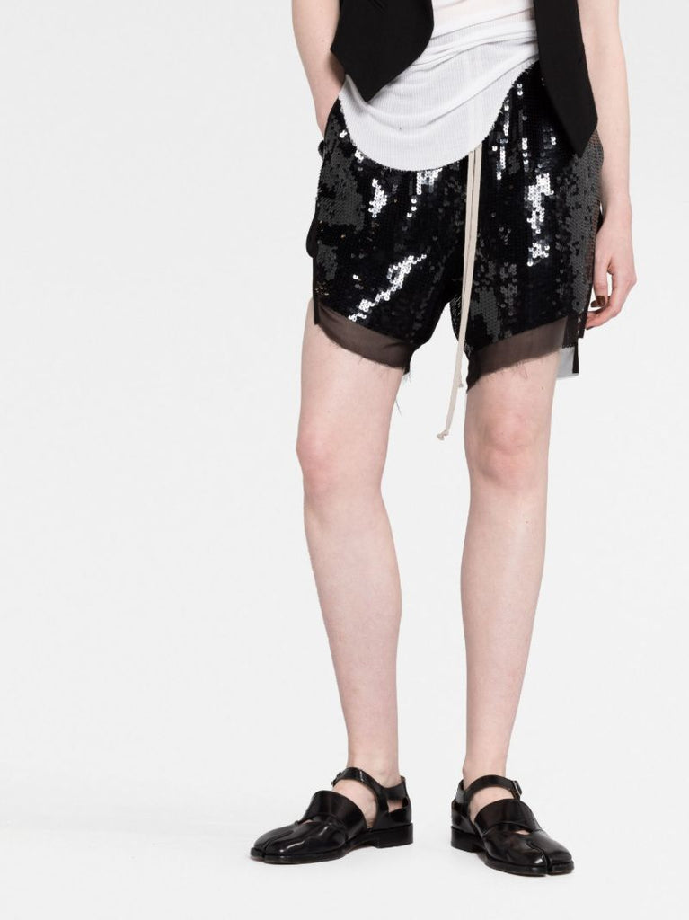 Black Sequin-embellished Shorts