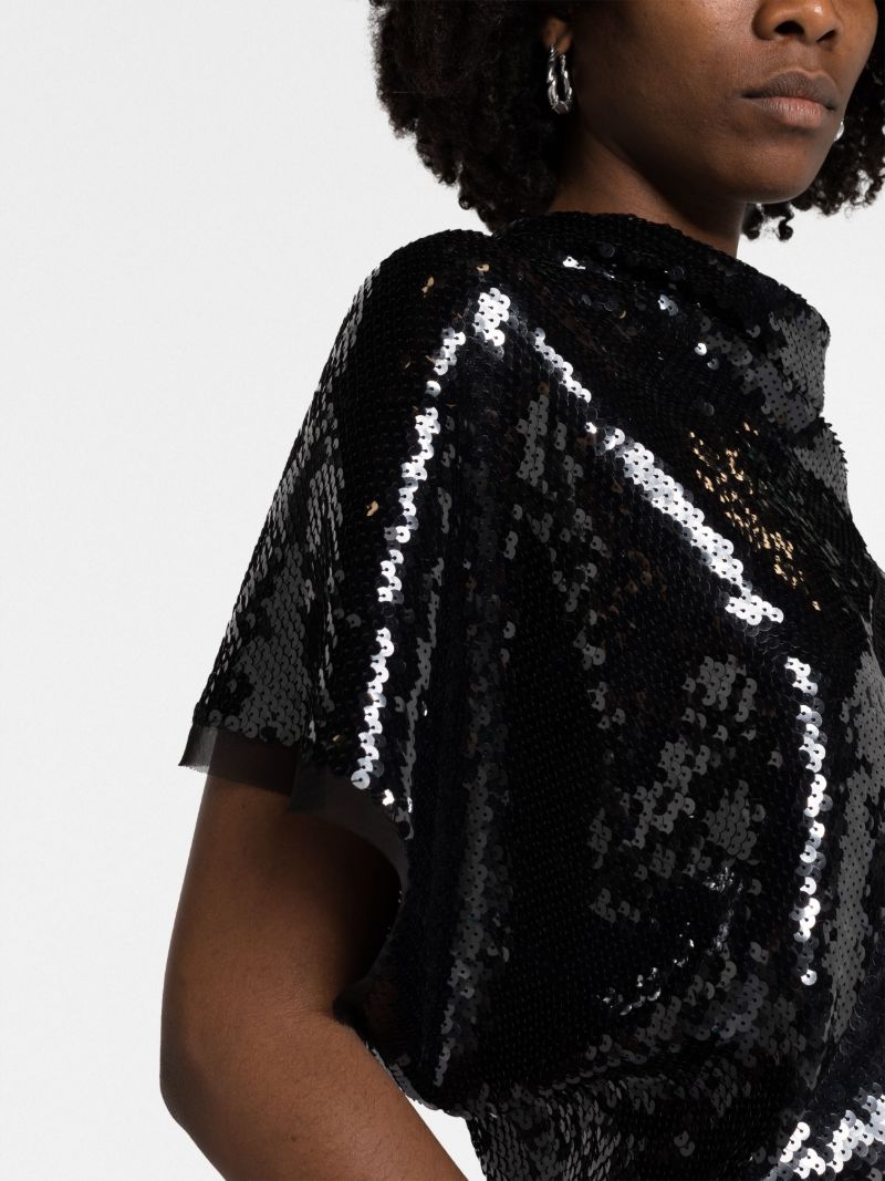Black Sequin-embellished Silk Blouse
