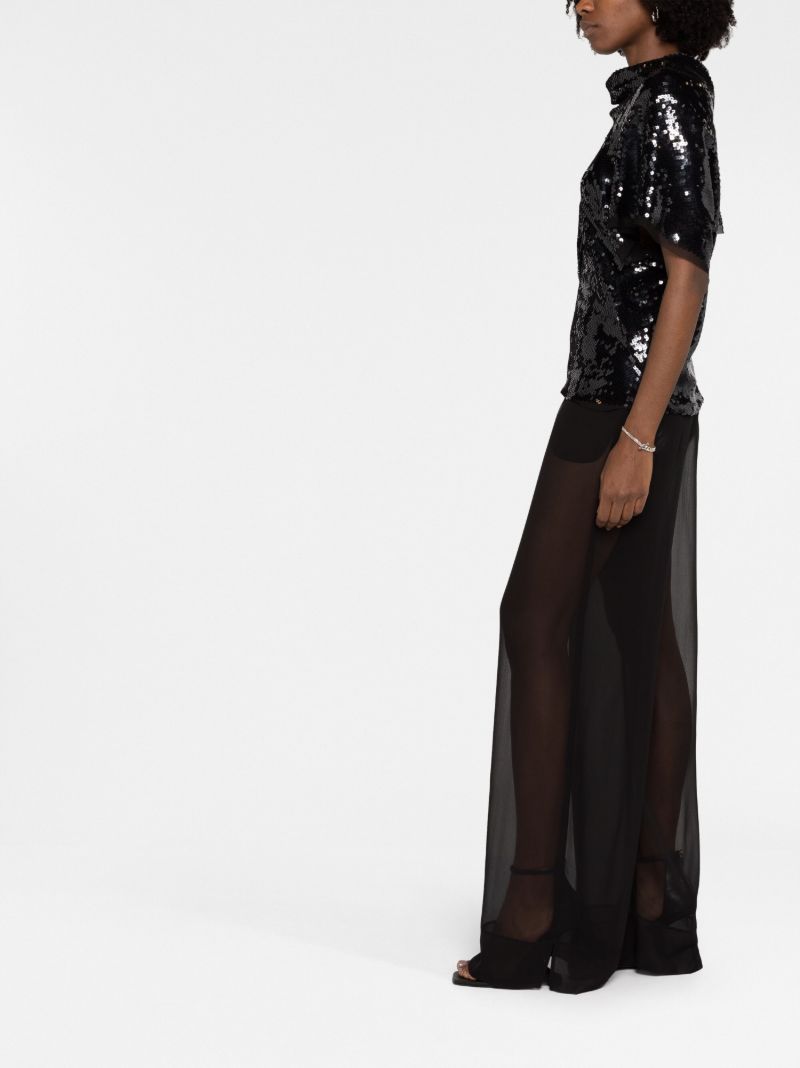 Black Sequin-embellished Silk Blouse