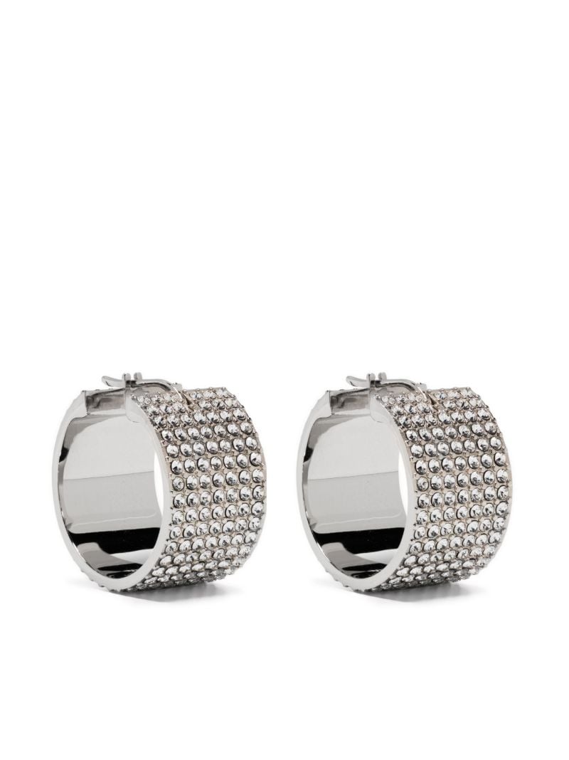 Silver-tone Rih Small Crystal Hoop Earrings