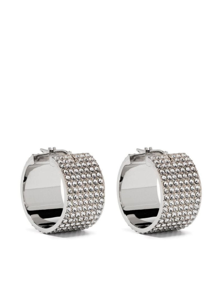 Silver-tone Rih Small Crystal Hoop Earrings