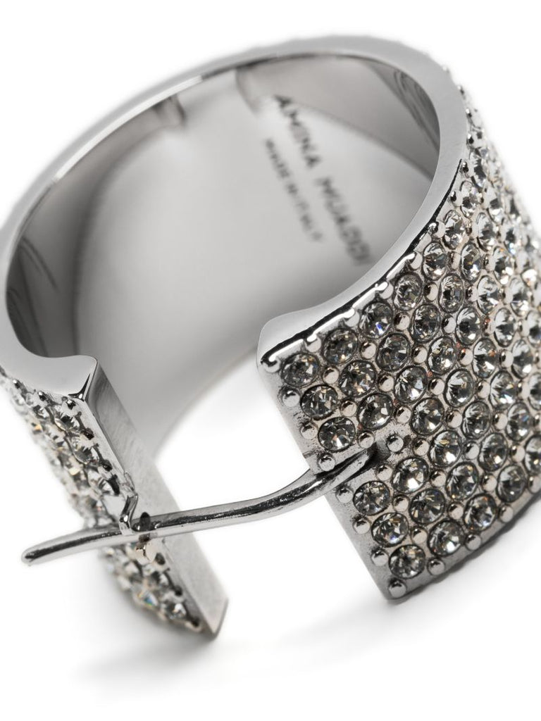 Silver-tone Rih Small Crystal Hoop Earrings