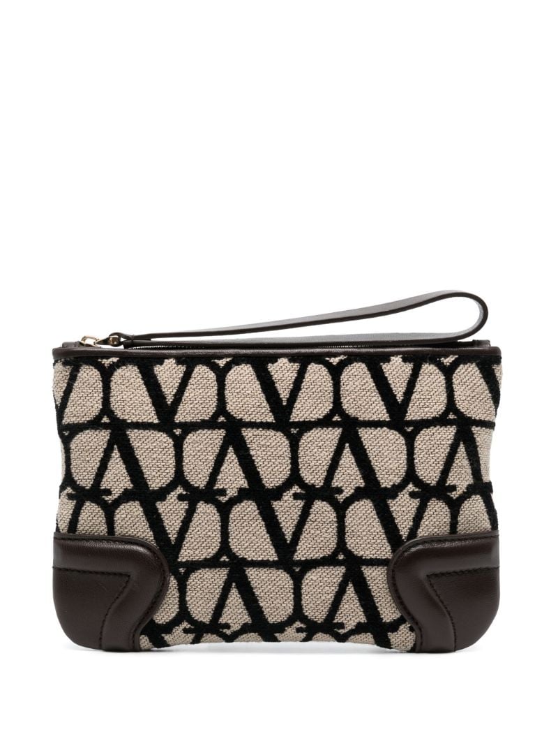 Brown Toile Iconographe Makeup Bag