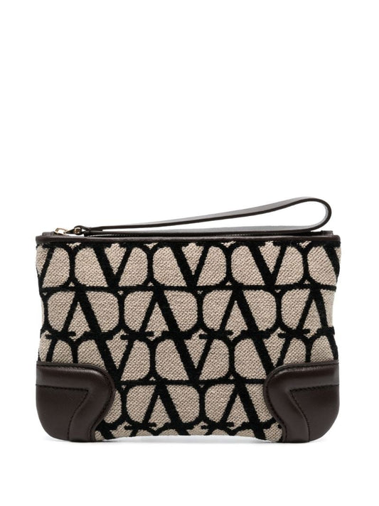 Brown Toile Iconographe Makeup Bag