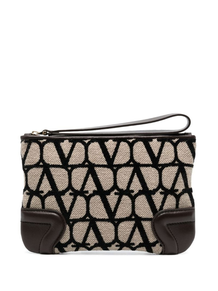 Brown Toile Iconographe Makeup Bag