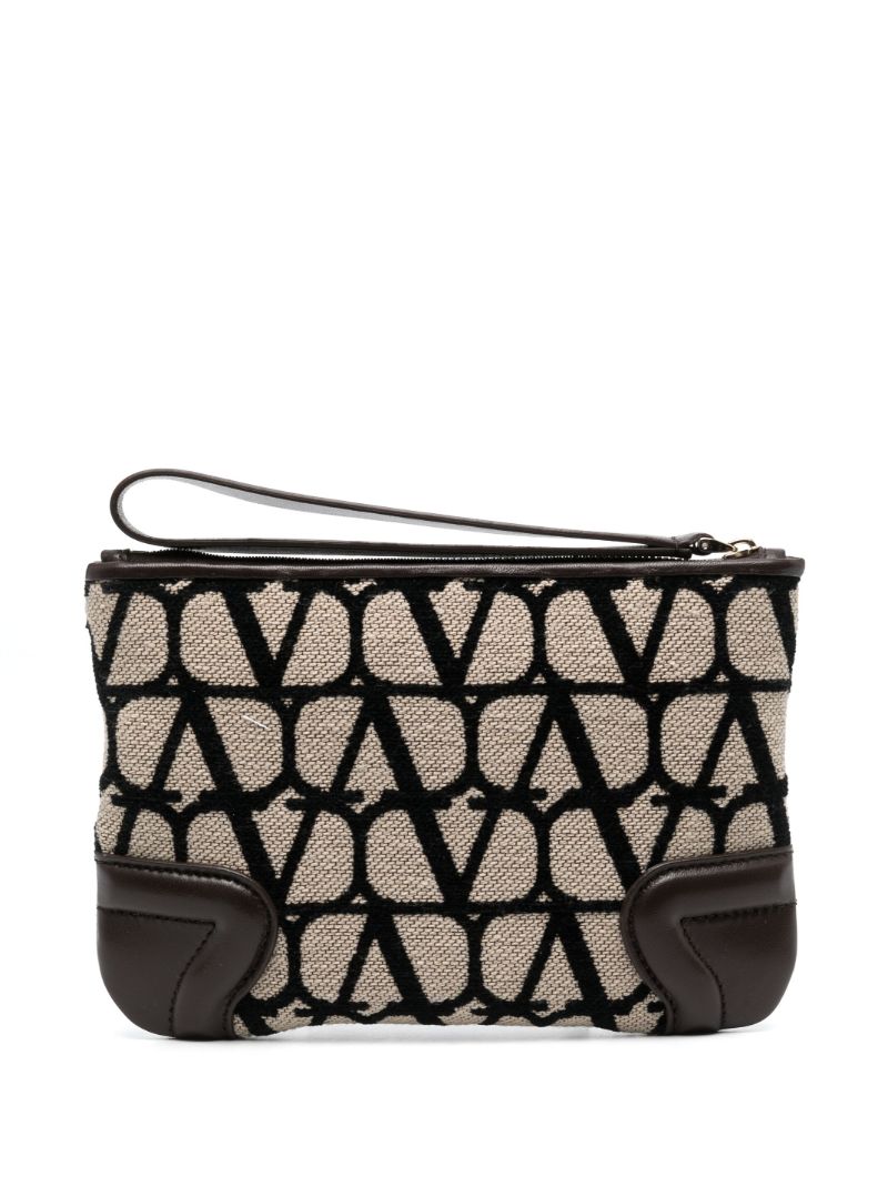 Brown Toile Iconographe Makeup Bag