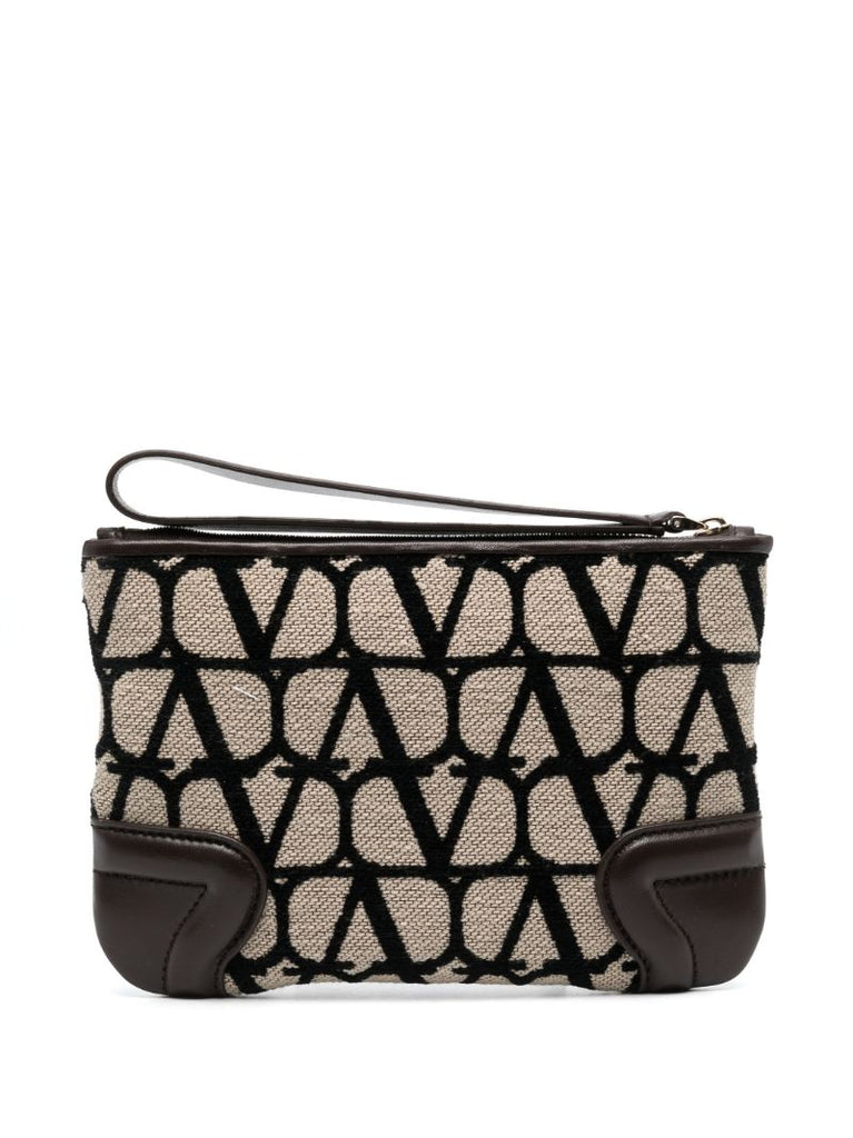 Brown Toile Iconographe Makeup Bag