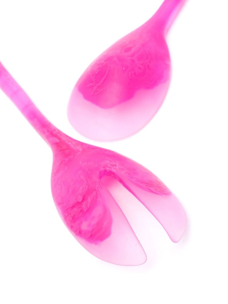Flamingo Pink Resin Salad Server Set