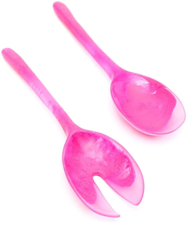 Flamingo Pink Resin Salad Server Set