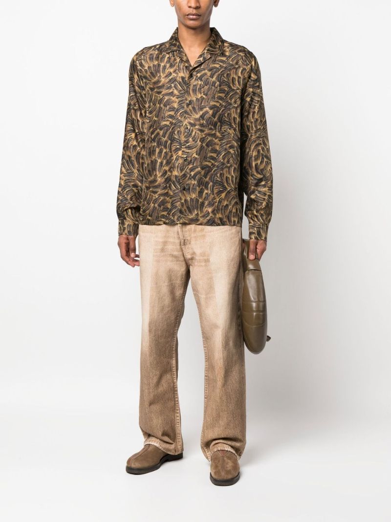 Brown Bodil Printed Silk Shirt