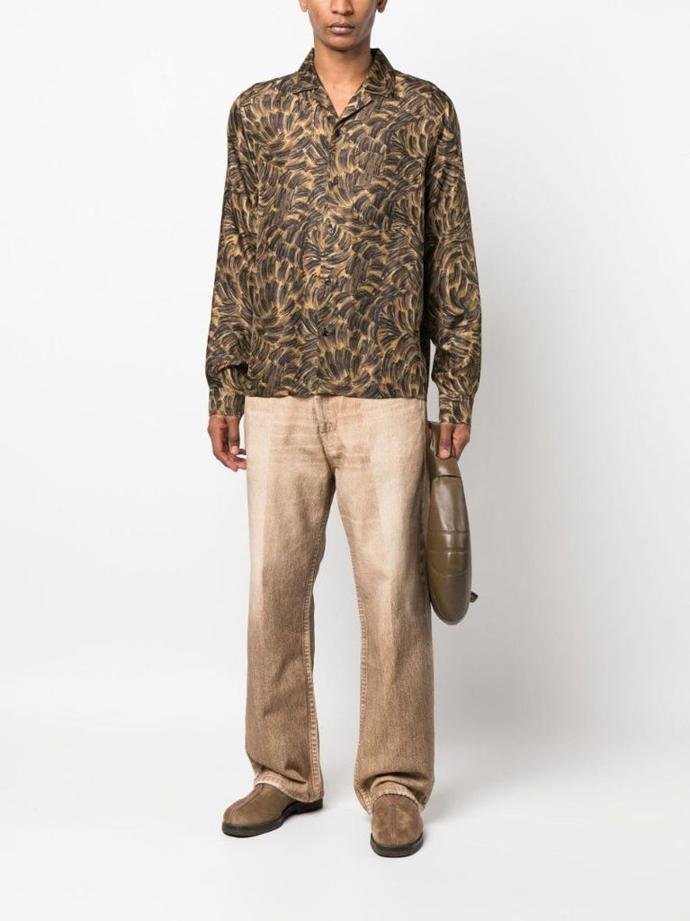 Brown Bodil Printed Silk Shirt