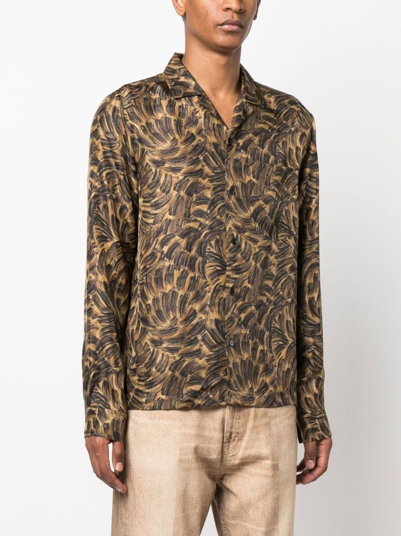 Brown Bodil Printed Silk Shirt