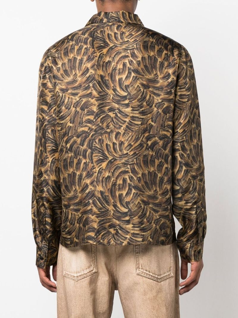 Brown Bodil Printed Silk Shirt