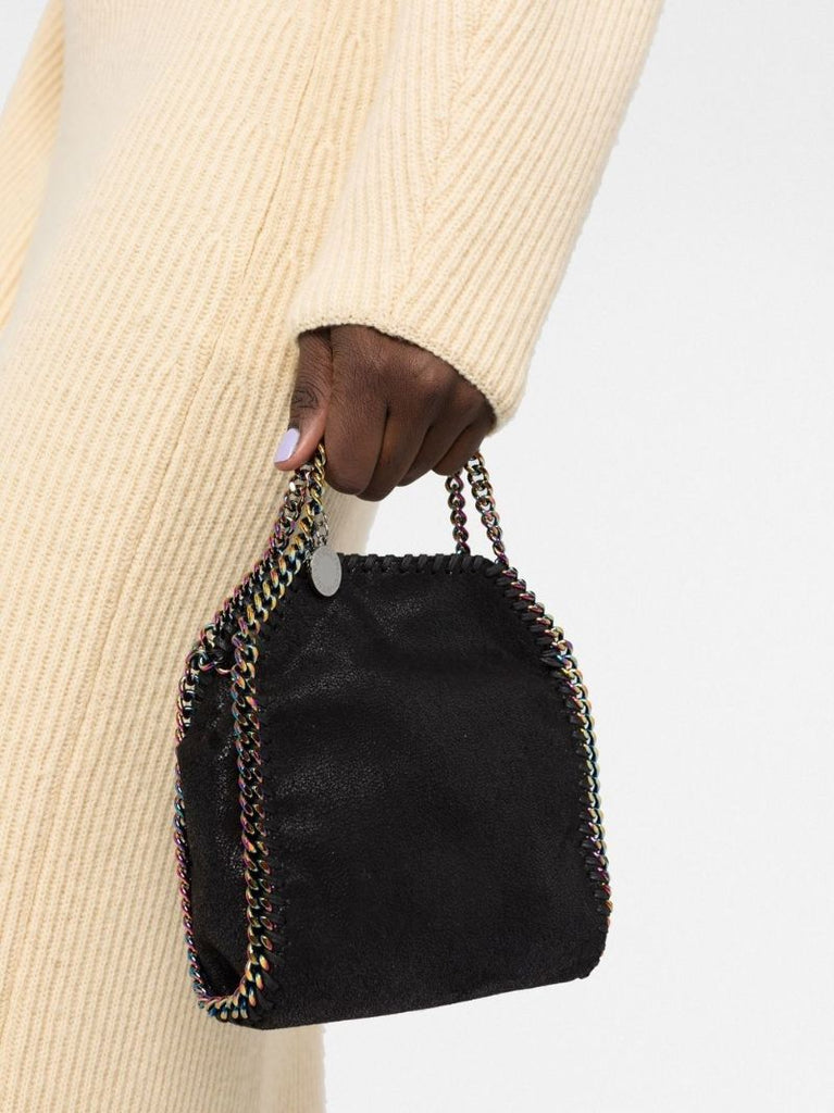 Black Falabella Mini Faux Leather Tote Bag