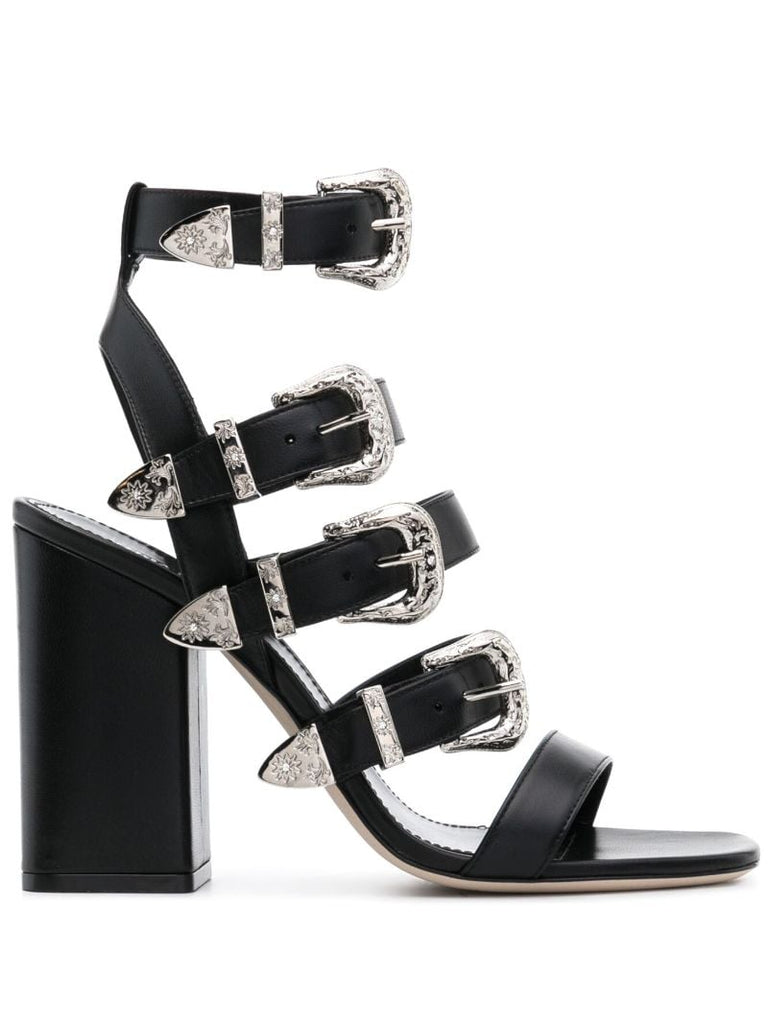 Black Tessa 100 Leather Sandals