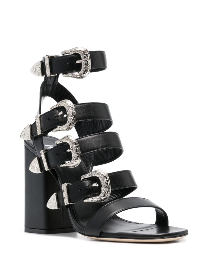 Black Tessa 100 Leather Sandals