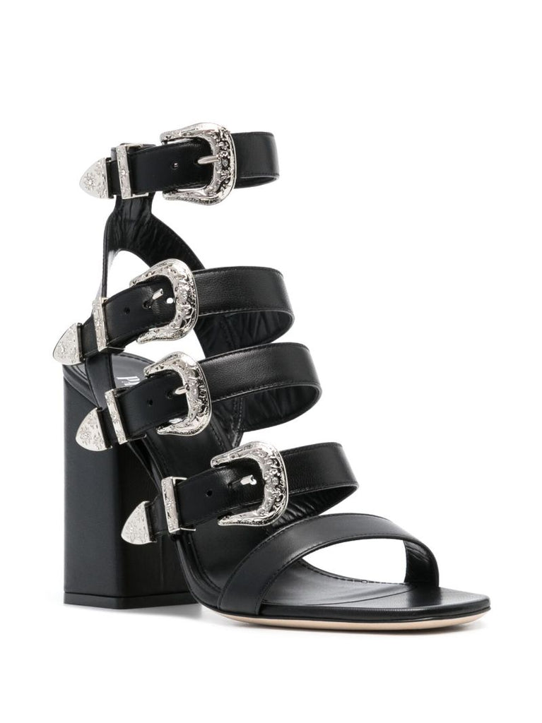 Black Tessa 100 Leather Sandals