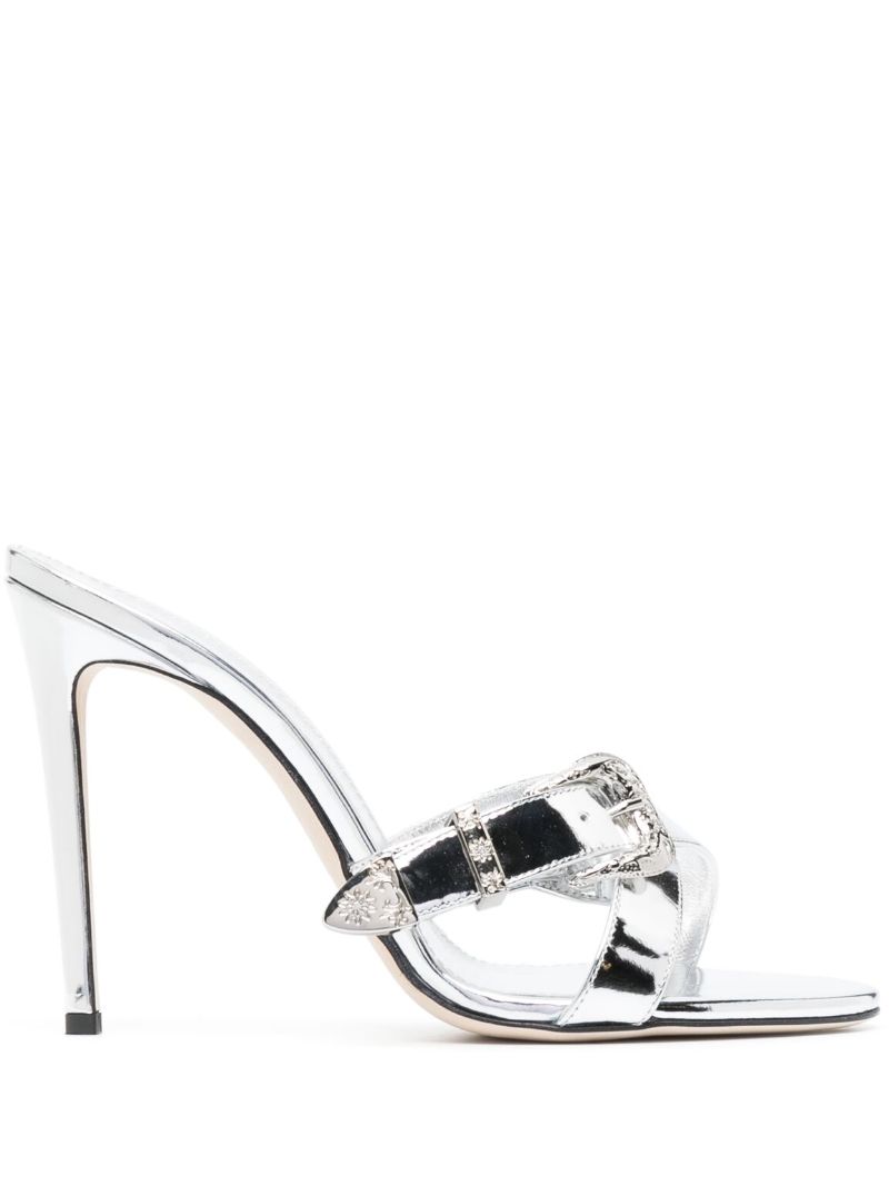 Silver-tone Regina 105 Western-style Leather Sandals