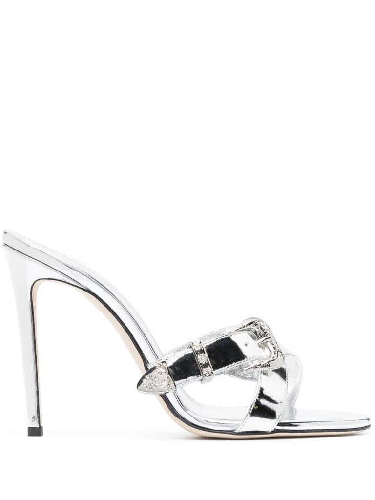 Silver-tone Regina 105 Western-style Leather Sandals